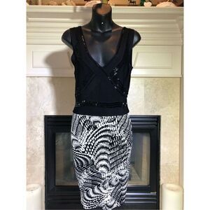 Bebe Women’s Black With Beaded Top and White Tank Dress Size S